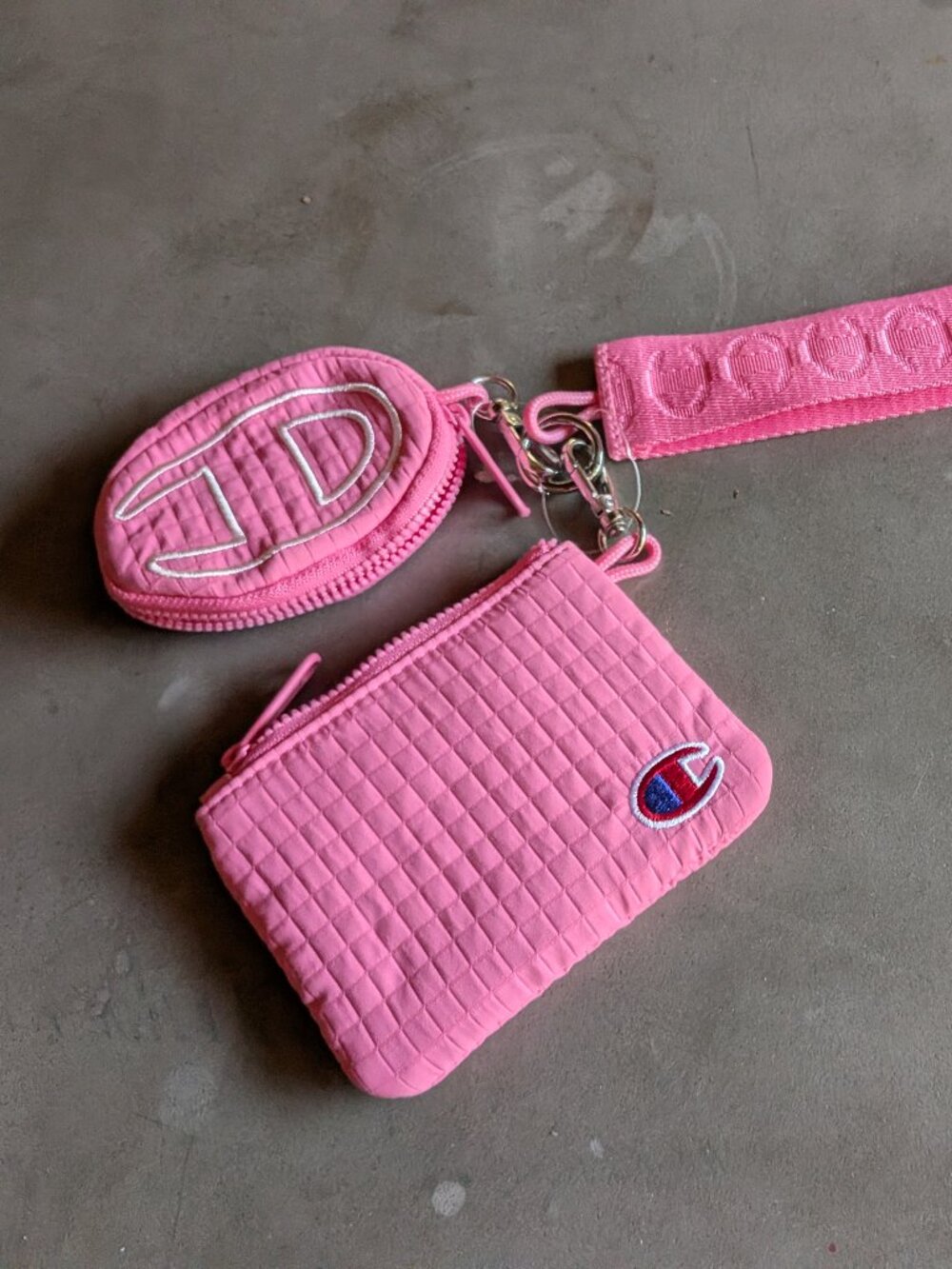 Champion Pink Quilted Multi-Accessory Keychain Pouch Set
